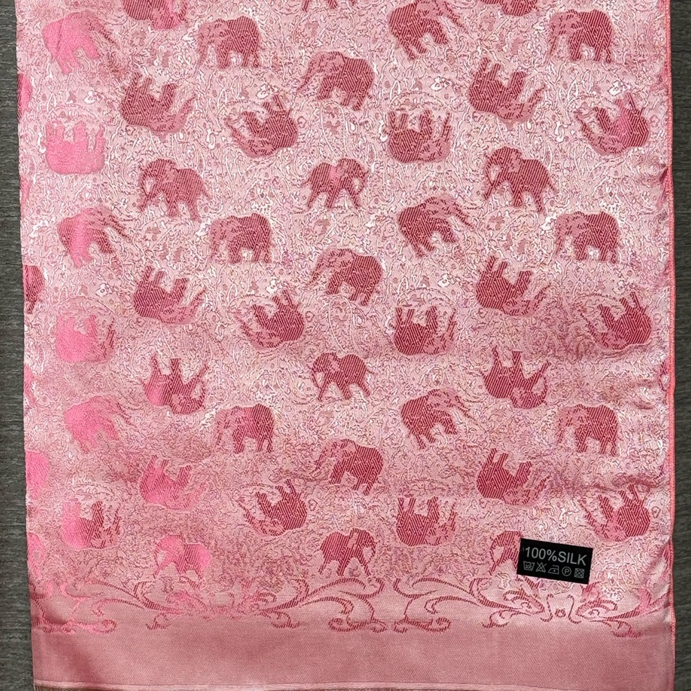 Pink Elephant Silk Scarf